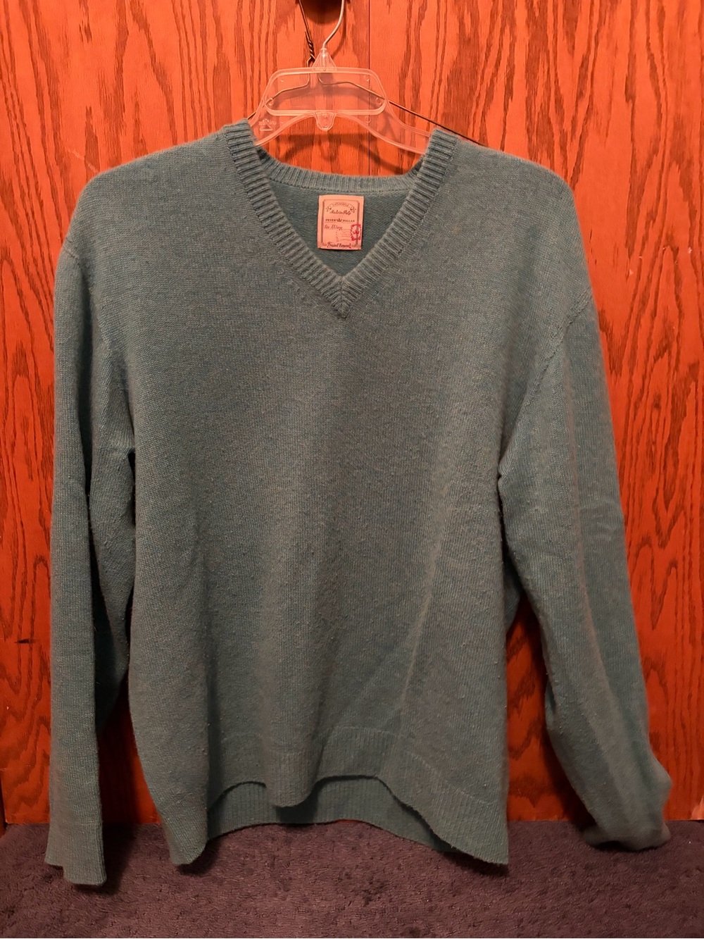 Classic Peter Millar V-Neck Men's Sweater in Teal Blue